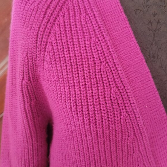 Talbots Petite Womens Button-Down Cardigan Sweater Vibrant Pink Cotton Blend Siz - Picture 5 of 6